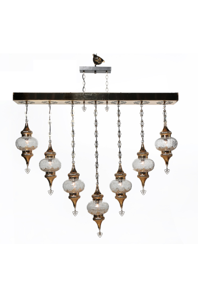 7in1 No.3 Size Ottoman Design Gold Rectangle Ceiling Chandelier